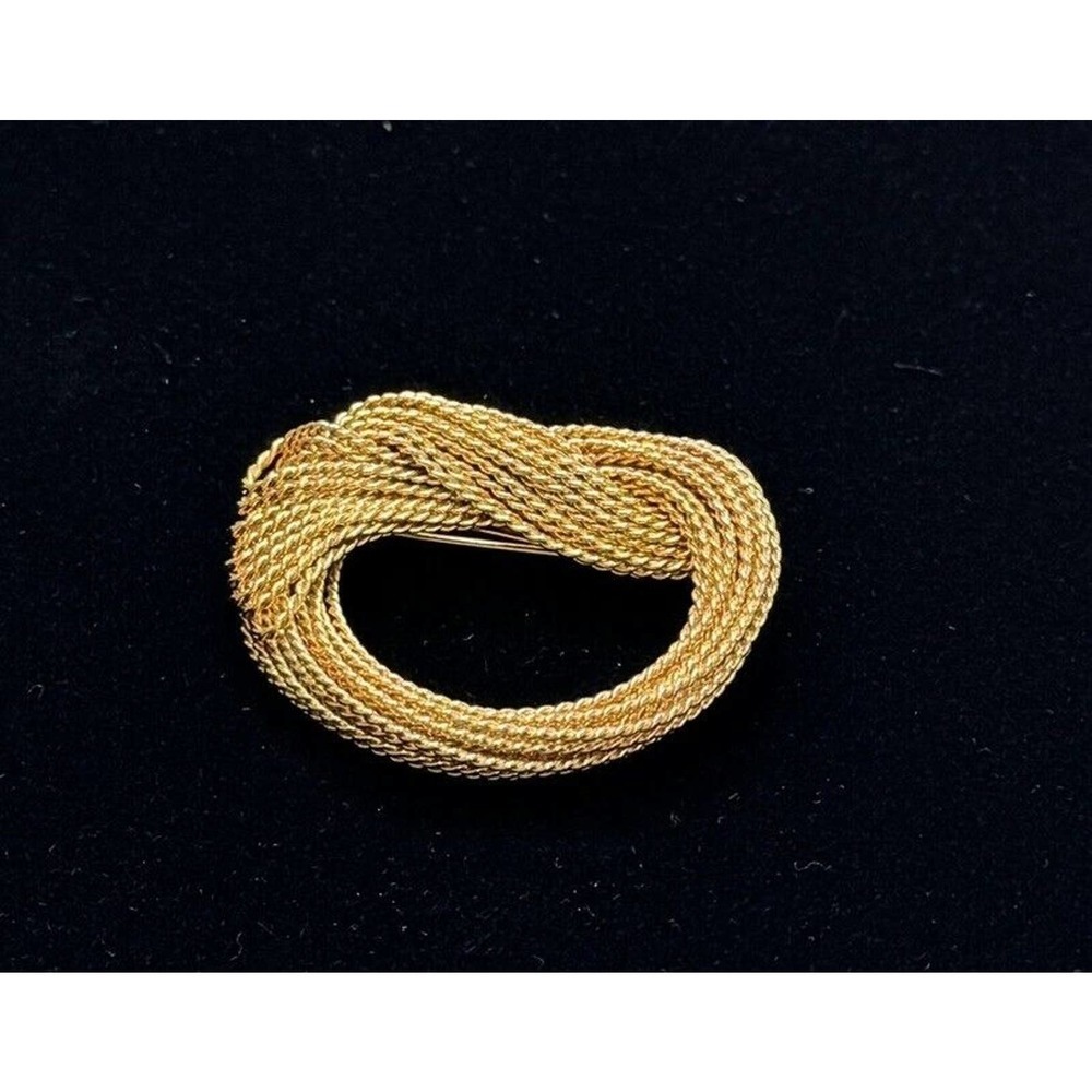 Napier Large Vintage 1960’s Twisted Rope Gold Tone Knot Pin Brooch Signed